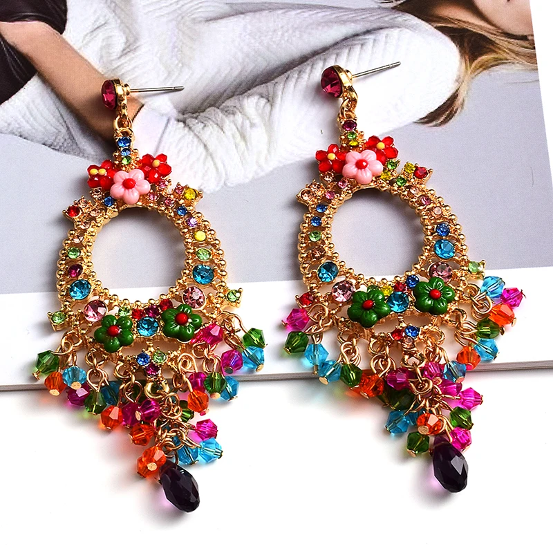 Bohemian Long Dangle Earrings For Women Handmade Ethnic Colorful Flower Beads Tassel Drop Earrings Ear Jewelry
Bohemian Long Dangle Earrings For Women Handmade Ethnic Colorful Flower Beads Tassel Drop Earrings Ear Jewelry