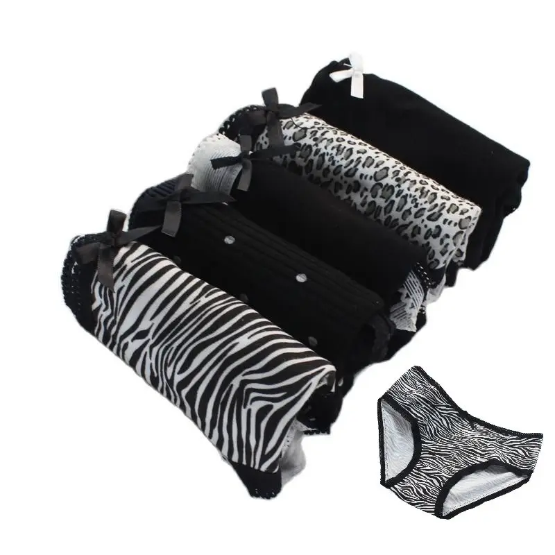 5 Pcs Sexy Black Zebra Leopard Print Women's Underwear Girl Soft Bow Briefs Cute Panties For Female High Quality Kawaii Lingerie
5 Pcs Sexy Black Zebra Leopard Print Women's Underwear Girl Soft Bow Briefs Cute Panties For Female High Quality Kawaii Lingerie