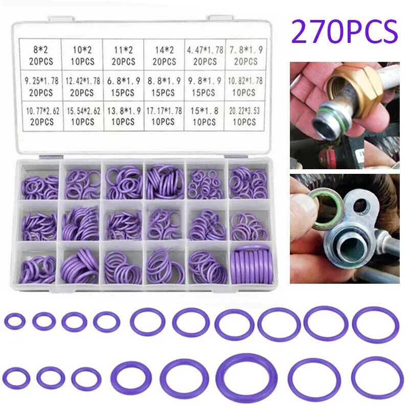 270Pcs 18 Sizes Air Conditioning HNBR O Rings Car Auto Repair Tools Rubber Air Conditioning Refrigerant Ring Sets Car Tools
270Pcs 18 Sizes Air Conditioning HNBR O Rings Car Auto Repair Tools Rubber Air Conditioning Refrigerant Ring Sets Car Tools