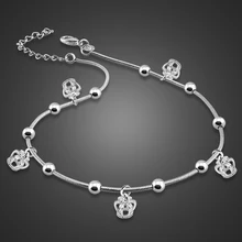 Summer Fashion crown Anklets For Women Foot Jewelry 100% 925 Sterling silver Feet Chain Friendship Gifts Leg Bracelets