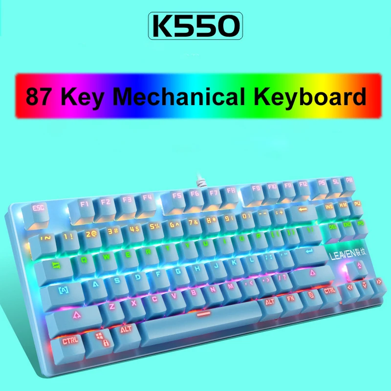 Mechanical Keyboard 87 Keys Blue Switch RGB LED Backlit Wired Keyboards Work With Gaming Office Use For Tablet Desktop Laptop
Mechanical Keyboard 87 Keys Blue Switch RGB LED Backlit Wired Keyboards Work With Gaming Office Use For Tablet Desktop Laptop