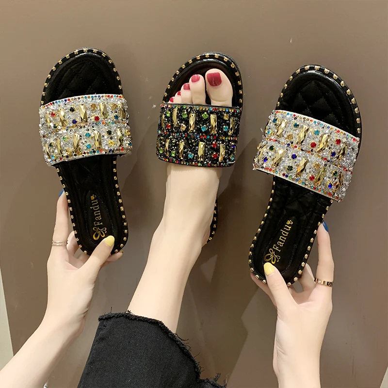 Internet Hot Slippers Women's Outdoor Fashion 2021 New Summer Flat Semi Slippers All-Matching Rhinestone Silippers Ins Fashion
Internet Hot Slippers Women's Outdoor Fashion 2021 New Summer Flat Semi Slippers All-Matching Rhinestone Silippers Ins Fashion
