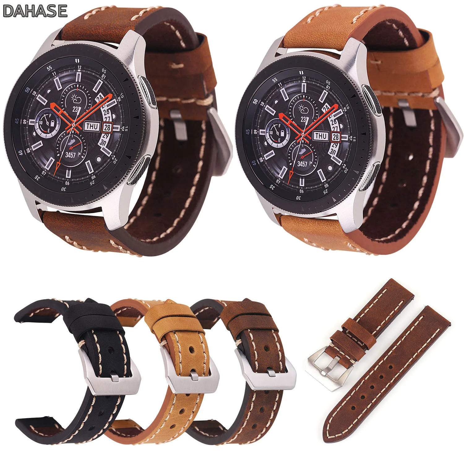 

20mm 22mm 24mm Genuine Cow Leather Watch Band Vintage Crazy Horse Handmade Wrist Watch Strap Qucik Spring Pins Watchbands
