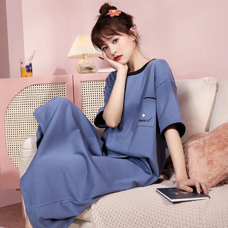 ATUENDO Summer Fashion Solid Nightgowns for Women Atoff Home Satin Soft Blue Nightdress 100% Cotton Silk Homewear Sleepshirts
ATUENDO Summer Fashion Solid Nightgowns for Women Atoff Home Satin Soft Blue Nightdress 100% Cotton Silk Homewear Sleepshirts
