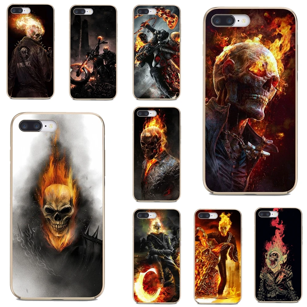 Мягкий чехол для Xiaomi mi Redmi Note 3 4 4X 5 6 7 8 8t 9 9s 9t 10 pro lite fire-car-Ghost-Rider-Head-Skull | Мобильные