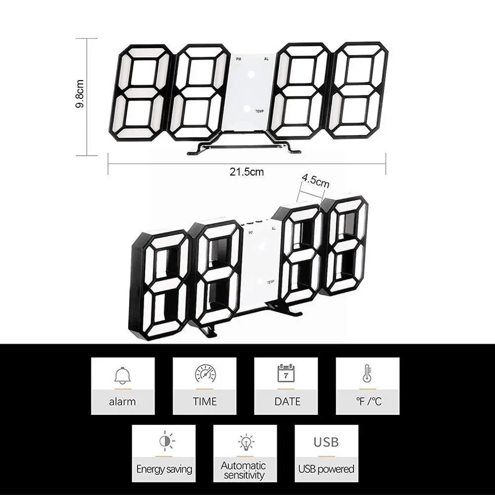 3d Large Led Digital Wall Clock Date Celsius Nightlight Clocks Living Clock Display Alarm Desktop Home Room Deco Table R6t9
3d Large Led Digital Wall Clock Date Celsius Nightlight Clocks Living Clock Display Alarm Desktop Home Room Deco Table R6t9