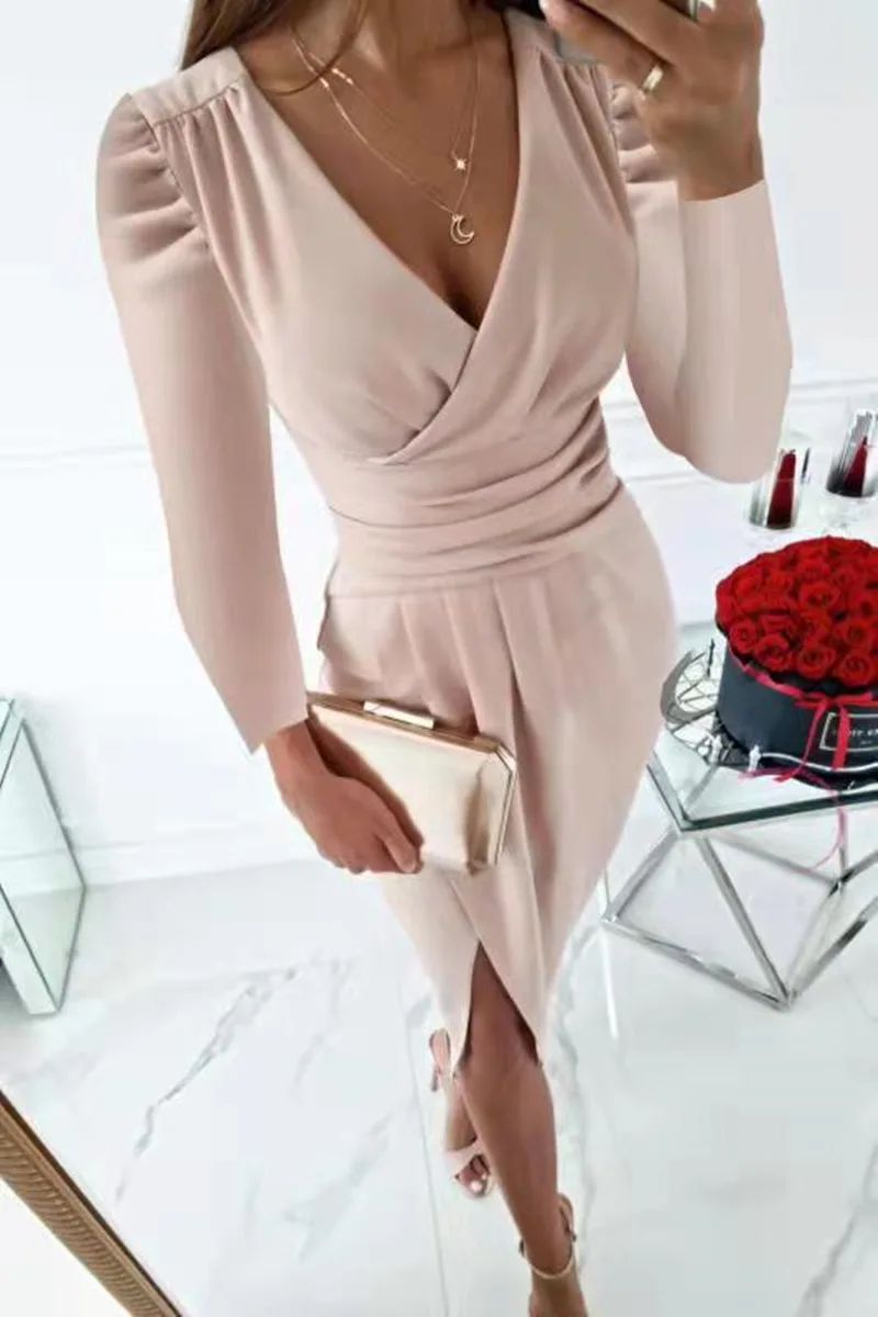 2021 Autumn Winter Long-Sleeve V-Neck Waist Bag Hip Fold Dress Women Clothing Fashion Sexy Slim New Irregular Mid Dress Vestidos
2021 Autumn Winter Long-Sleeve V-Neck Waist Bag Hip Fold Dress Women Clothing Fashion Sexy Slim New Irregular Mid Dress Vestidos
