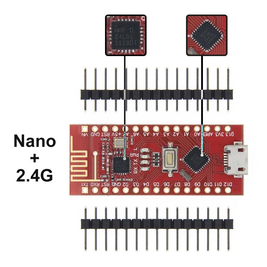 1 шт. Nano с 2 4G совместимый arduino 3 0 CH340 USB драйвер ATMEGA328P NRF24L01|Интегральные схемы| |
