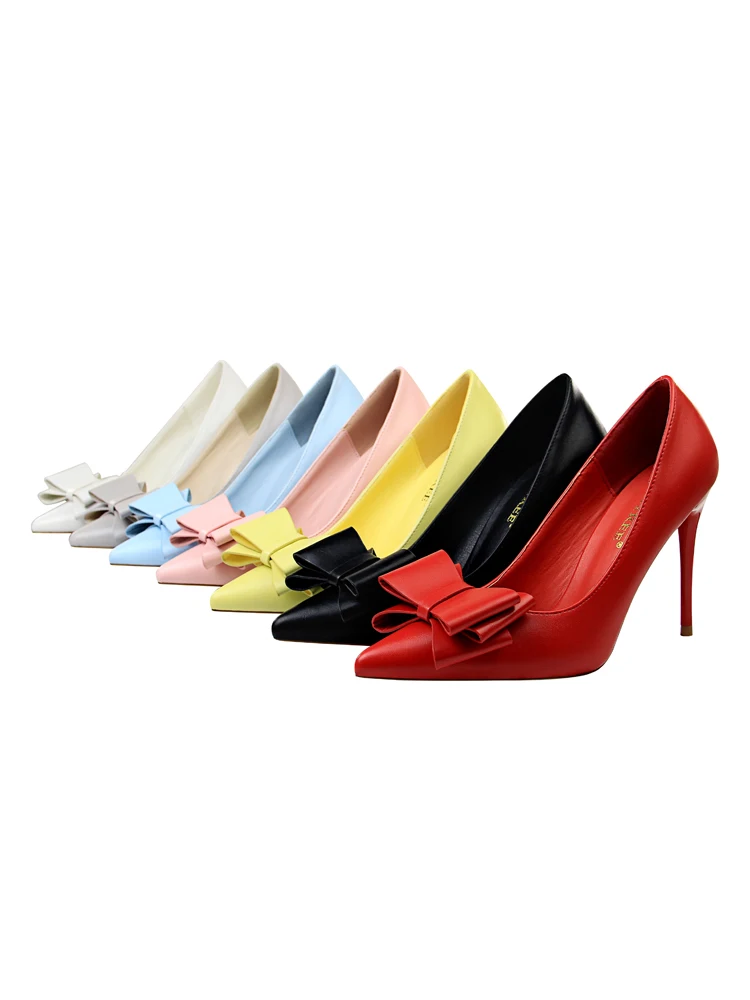 Korean version sweet thin heels large size high heels slim light mouth point candy color bow women's single shoes 9219-33
Korean version sweet thin heels large size high heels slim light mouth point candy color bow women's single shoes 9219-33