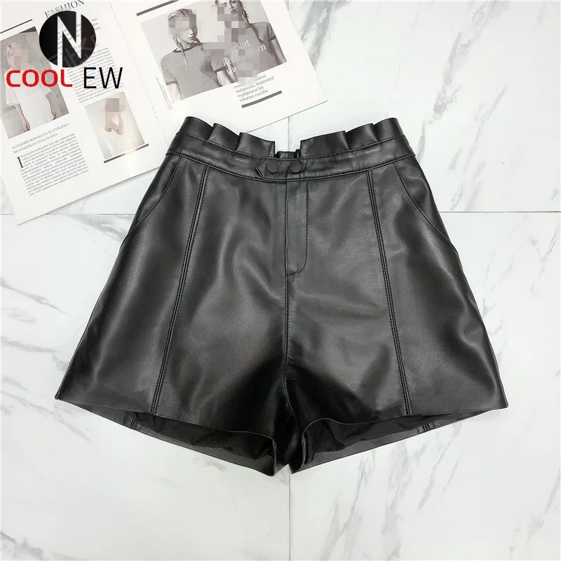 High Quality Women Ruffle High Waist Wide Leg Shorts Ladies Casual Streetwear Boot Cut Sheepskin Genuine Leather Shorts Trousers
High Quality Women Ruffle High Waist Wide Leg Shorts Ladies Casual Streetwear Boot Cut Sheepskin Genuine Leather Shorts Trousers