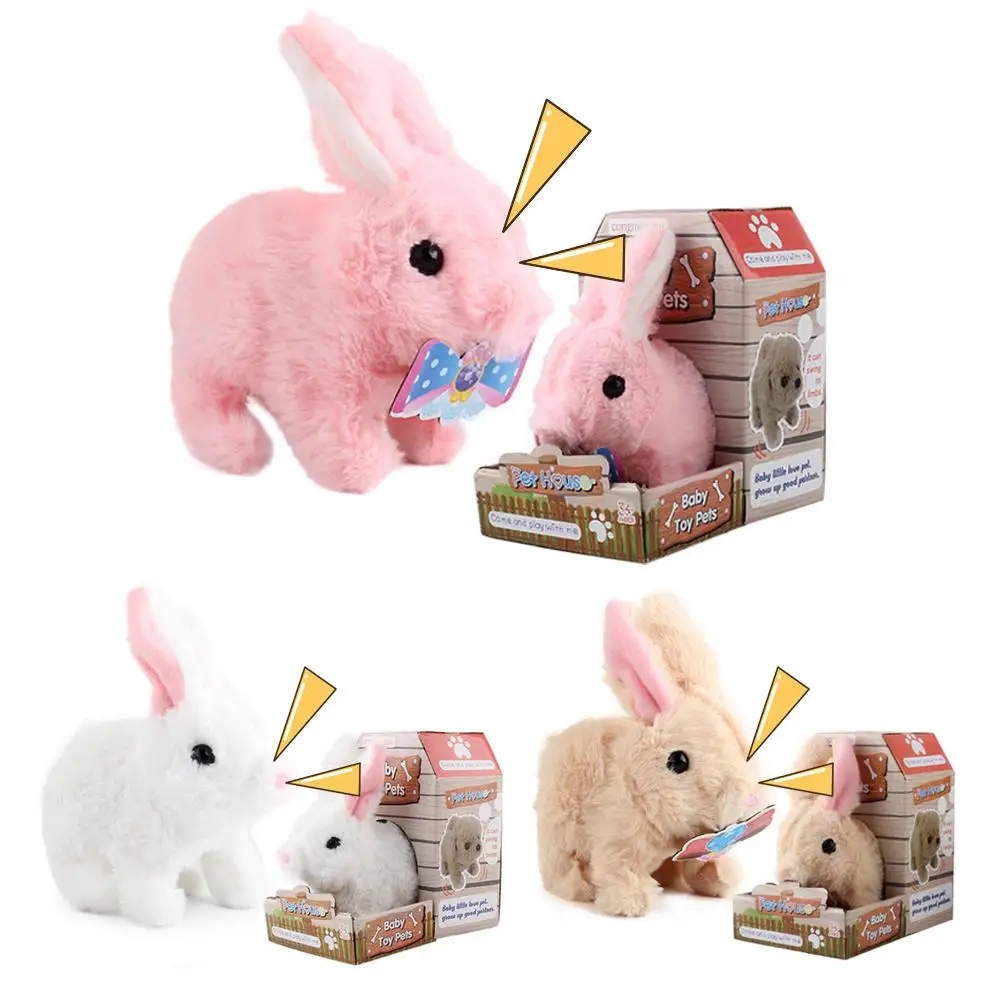 Плюшевый кролик на батарейках убирающийся Интерактивная игрушка для детей