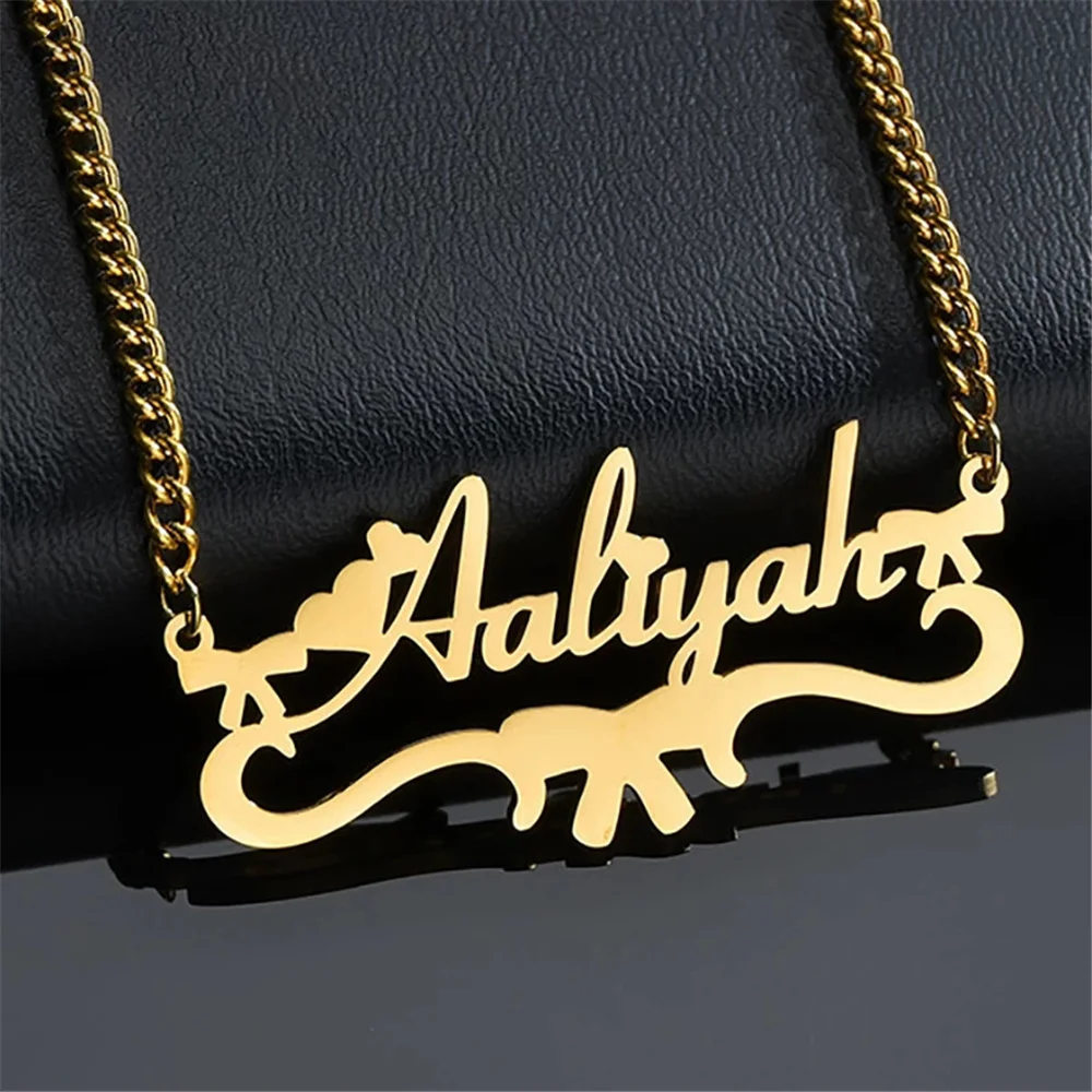 Custom Name Necklace Stainless steel Personalized Letter Name Bow Pendant Women Necklce For Gift Dropshipping
Custom Name Necklace Stainless steel Personalized Letter Name Bow Pendant Women Necklce For Gift Dropshipping