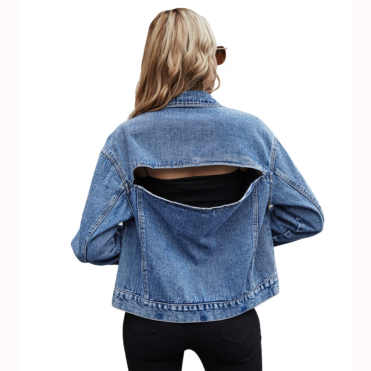 New Spring Autumn Woman Top Mom Denim Jacket Personality Coat Backless Sexy High Street Girl Lapel Stitching Ladies Jacket ins
New Spring Autumn Woman Top Mom Denim Jacket Personality Coat Backless Sexy High Street Girl Lapel Stitching Ladies Jacket ins