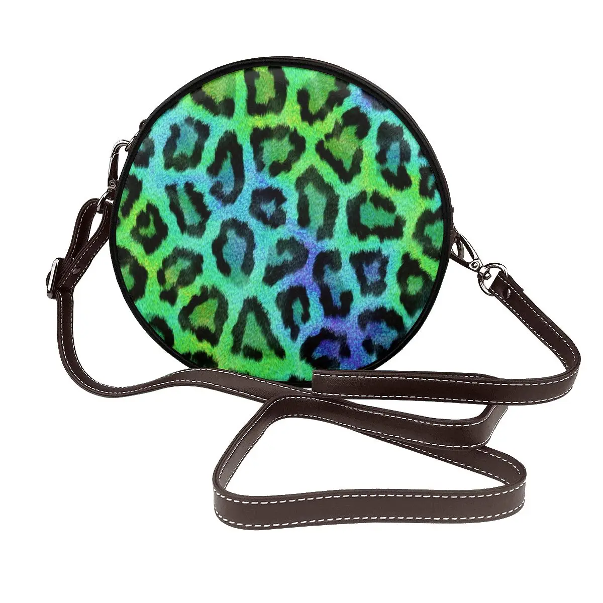 Blue Green Leopard Animal Shoulder Bag Print Travel Female Round Bag Bulk Retro Leather Purse
Blue Green Leopard Animal Shoulder Bag Print Travel Female Round Bag Bulk Retro Leather Purse