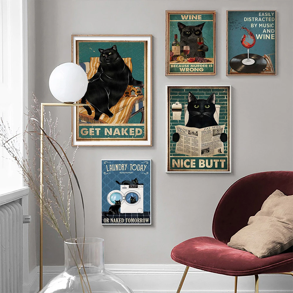 Mental Black Cat Poster Your Butt Napkins Art Print Vintage Get Naked Retro Funny Bathroom Sign Canvas Painting Home Decor
Mental Black Cat Poster Your Butt Napkins Art Print Vintage Get Naked Retro Funny Bathroom Sign Canvas Painting Home Decor