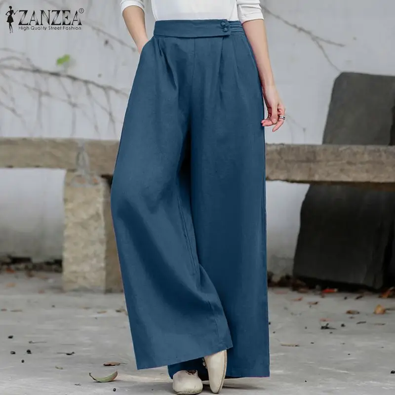 Vintage Wide Leg Pants ZANZEA Women Summer Trousers Casual Elastic Waist Solid Loose Pantalon Oversized Long Palazzo Streetwear
Vintage Wide Leg Pants ZANZEA Women Summer Trousers Casual Elastic Waist Solid Loose Pantalon Oversized Long Palazzo Streetwear