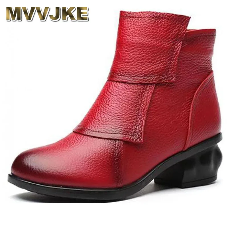 MVVJKE Women's Ankle Boots 2021 Autumn Winter Retro Genuine Leather Laides Boot Ankle Boots For Women Black Red Woman Shoes
MVVJKE Women's Ankle Boots 2021 Autumn Winter Retro Genuine Leather Laides Boot Ankle Boots For Women Black Red Woman Shoes