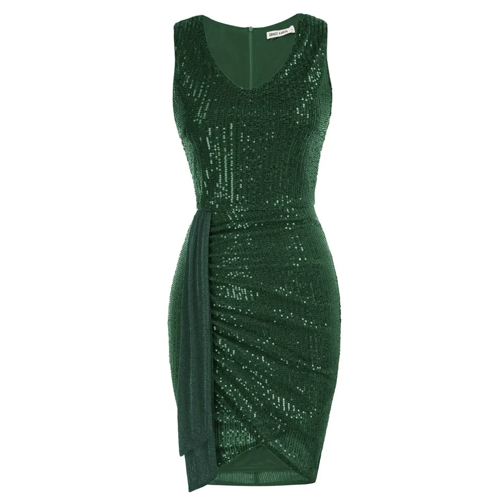 GRACE KARIN Women Sparkly Sequin Dress Sleeveless V Neck Sexy Club Party Cocktail Dress Sash Decorated Bodycon Dress A30
GRACE KARIN Women Sparkly Sequin Dress Sleeveless V Neck Sexy Club Party Cocktail Dress Sash Decorated Bodycon Dress A30