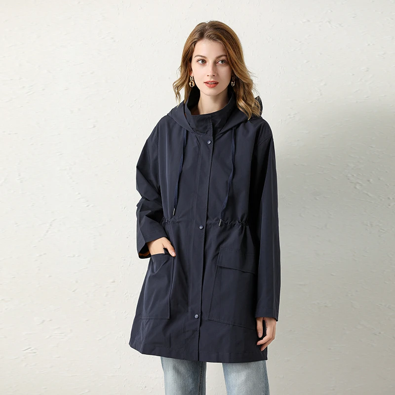 European and American style loose large size long women's windbreaker zipper waist spring and autumn ladies jacket blue
European and American style loose large size long women's windbreaker zipper waist spring and autumn ladies jacket blue