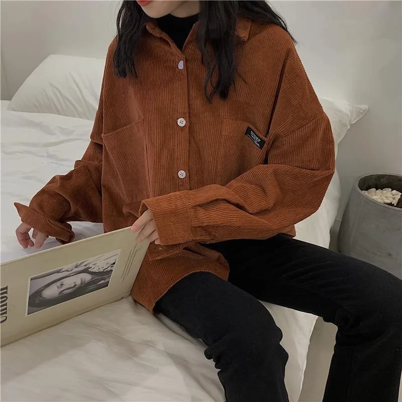 Shirts Women Single Breasted Corduroy Vintage Spring-autumn Ladies Causal All-match Comfortable Solid Button Blusas Mujer Basic
Shirts Women Single Breasted Corduroy Vintage Spring-autumn Ladies Causal All-match Comfortable Solid Button Blusas Mujer Basic