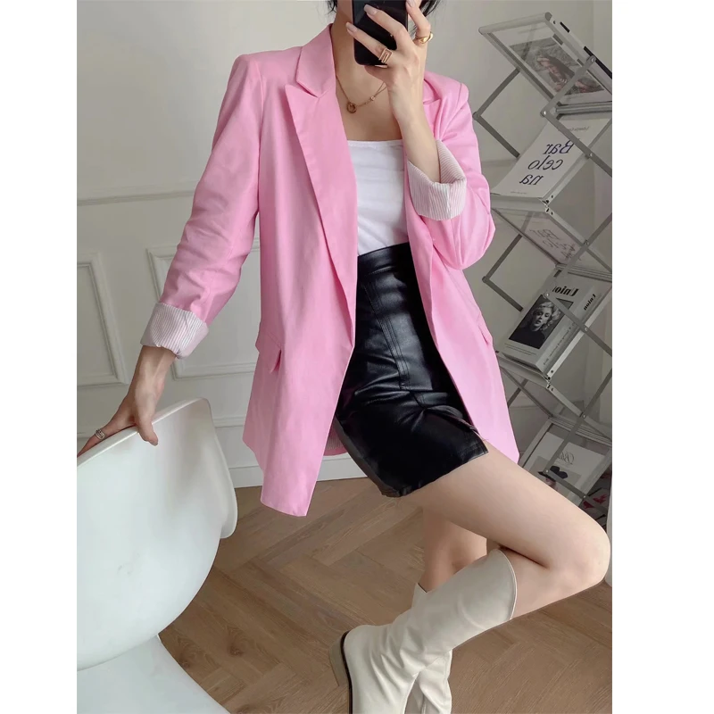 Women fashion linen blazer Female long sleeves turn-up printed cuffs lapel collar Casual blazers Coat front flap pockets XNWMNZ
Women fashion linen blazer Female long sleeves turn-up printed cuffs lapel collar Casual blazers Coat front flap pockets XNWMNZ