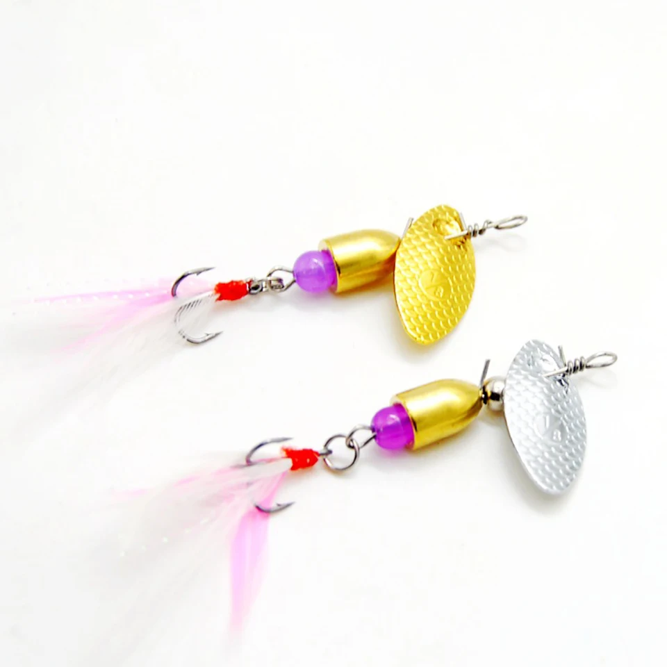2Pcs 3g/5g Sequins Sinking Treble Feather Hooks Metal Spinner Bait Artificial Spinner Hard Bait Fishing Tools
2Pcs 3g/5g Sequins Sinking Treble Feather Hooks Metal Spinner Bait Artificial Spinner Hard Bait Fishing Tools