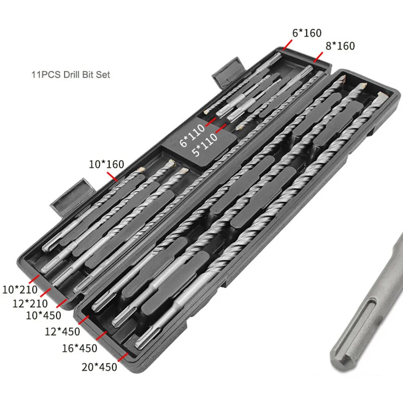 Набор наконечников из карбида вольфрама 11 шт./компл. 5-20 мм SDS Plus | Инструменты