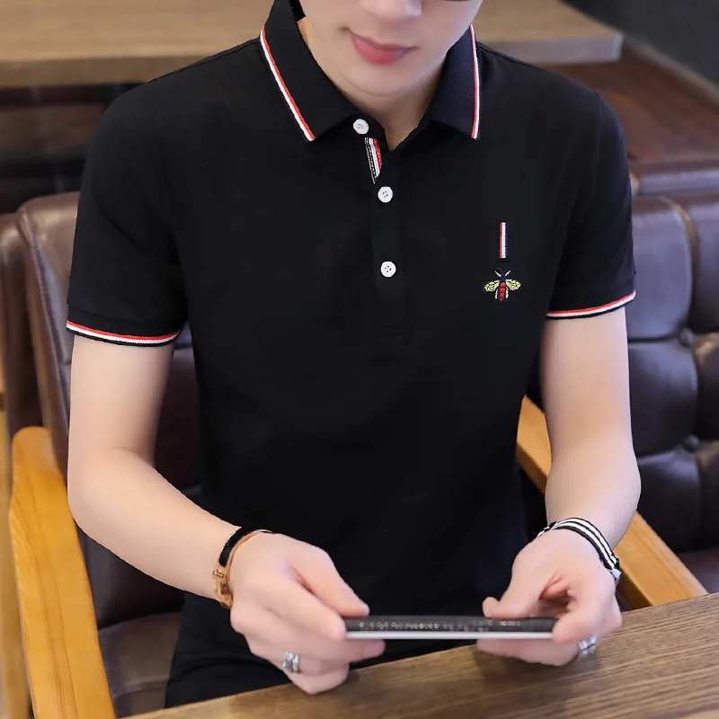 2021 Fashion Bee Embroidery Men's Solid Color Polo Shirts Business Lapel Tee Blouse Mens Clothing Summer Short Sleeve Shirt
2021 Fashion Bee Embroidery Men's Solid Color Polo Shirts Business Lapel Tee Blouse Mens Clothing Summer Short Sleeve Shirt