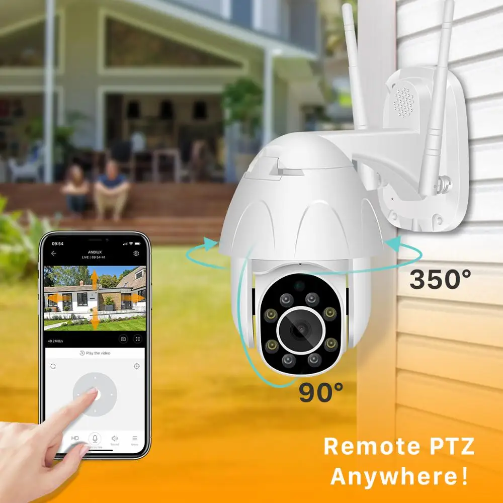 Камера Наружного видеонаблюдения Tuya с автоматическим отслеживанием PTZ IP Google Home
