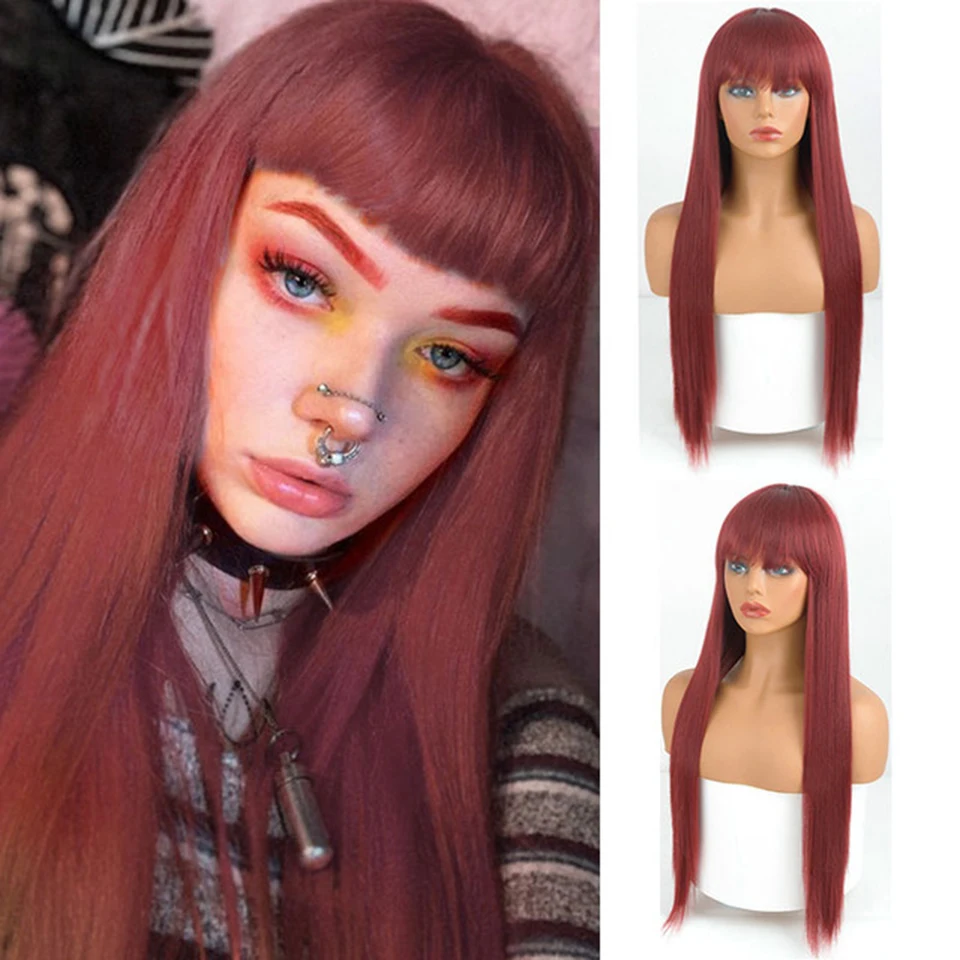 SiNuo Long Straight Synthetic Full Machine Wigs with Bangs for Black Women Cosplay Ombre Burgundy Brown Blonde Natural Soft Hair 
SiNuo Long Straight Synthetic Full Machine Wigs with Bangs for Black Women Cosplay Ombre Burgundy Brown Blonde Natural Soft Hair