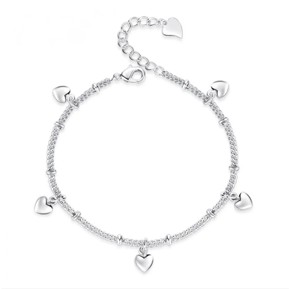 2021 new ladies fashion heart-shaped silver bracelet high quality retro cute silver jewelry bracelet 17CM+4CM BRACELET FOR WOMAN 
2021 new ladies fashion heart-shaped silver bracelet high quality retro cute silver jewelry bracelet 17CM+4CM BRACELET FOR WOMAN
