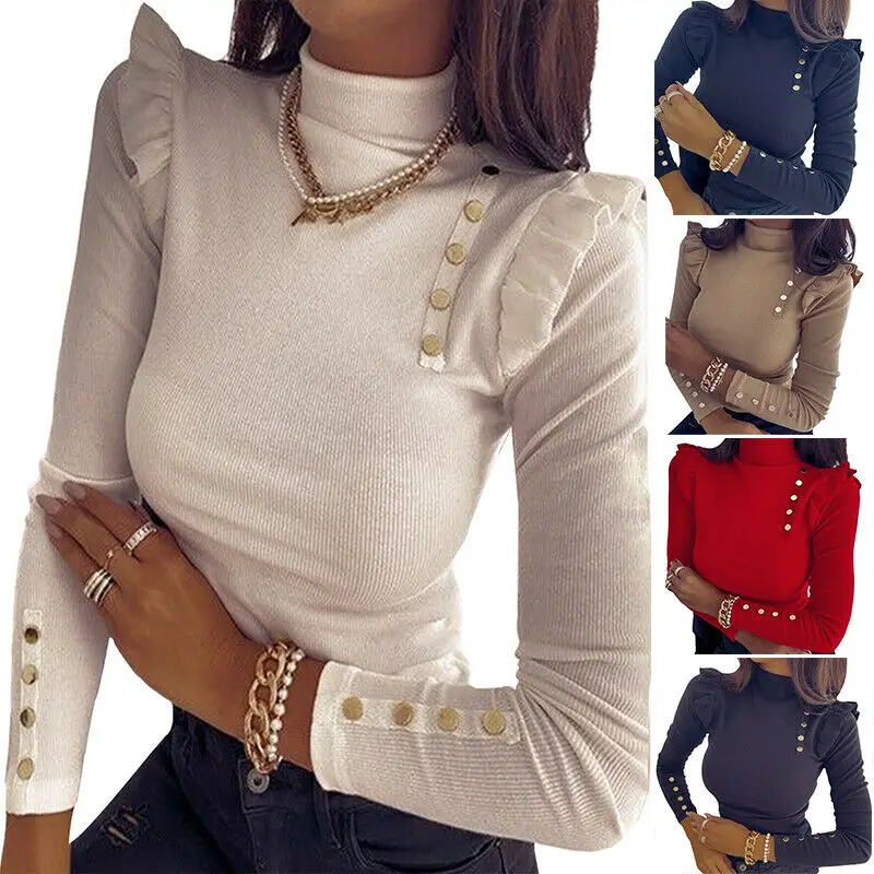 Женская футболка с высоким воротником и оборками, с длинным рукавом, дамские приталенные топы на пуговицах, блузка, осенне-зимняя рубашка, ф...
Женская футболка с высоким воротником и оборками, с длинным рукавом, дамские приталенные топы на пуговицах, блузка, осенне-зимняя рубашка, ф...