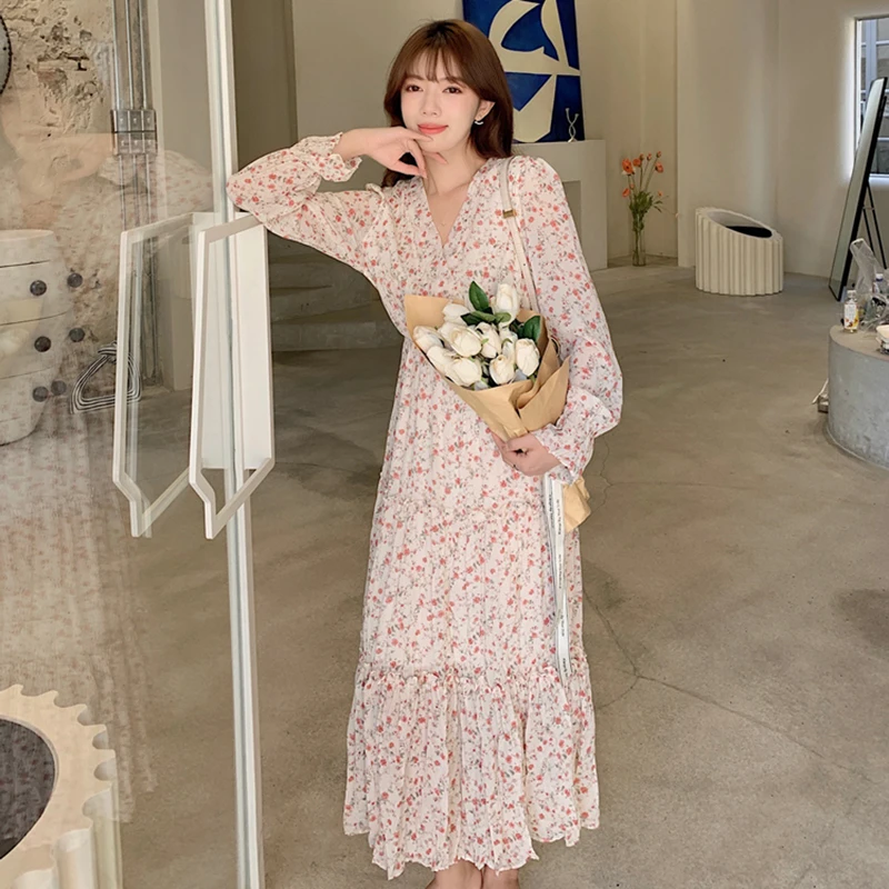 Pink Floral Chiffon Bodycon Elegant Maxi Dress Spring Autumn New Korean Vintage Casual Beach Midi Dress 2023 Women Boho Vestidos
Pink Floral Chiffon Bodycon Elegant Maxi Dress Spring Autumn New Korean Vintage Casual Beach Midi Dress 2023 Women Boho Vestidos
