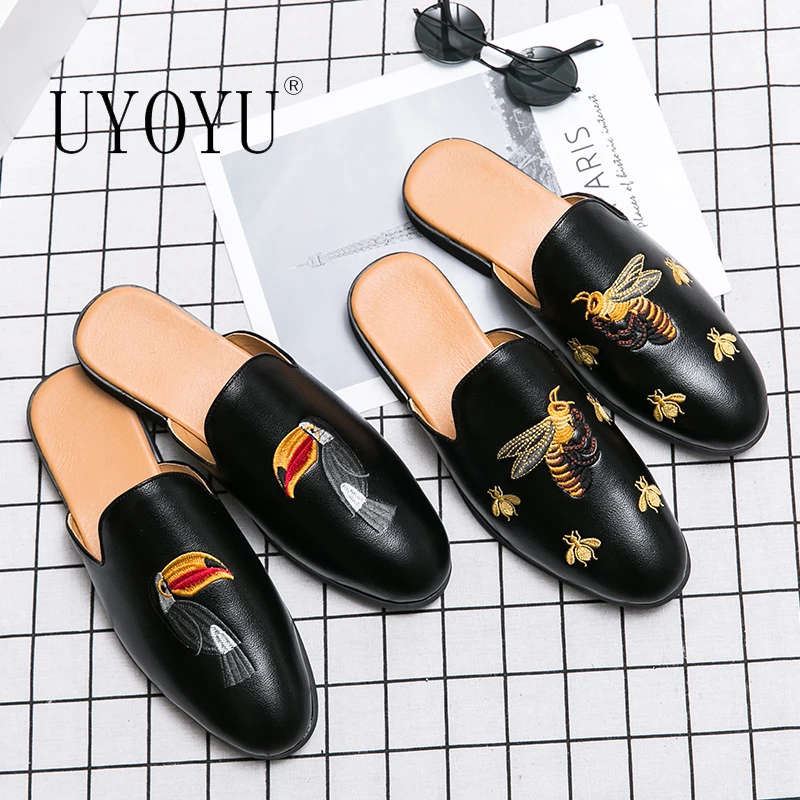 New Arrival Brand Designer Mens Casual Bee Bird Leather Business Italian Men Half Shoes Drop Ship Muls Man White Slides Slippers
New Arrival Brand Designer Mens Casual Bee Bird Leather Business Italian Men Half Shoes Drop Ship Muls Man White Slides Slippers