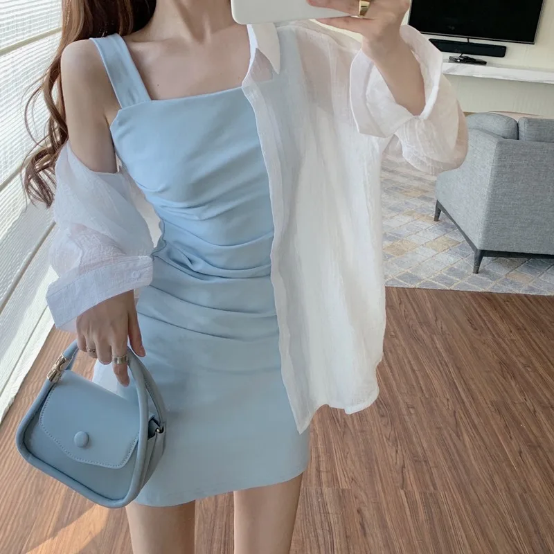 Light Mature Elegant Retro Versatile Pleated Camisole Dress + Solid Color Thin Shirt Suit Two-Piece Set
Light Mature Elegant Retro Versatile Pleated Camisole Dress + Solid Color Thin Shirt Suit Two-Piece Set