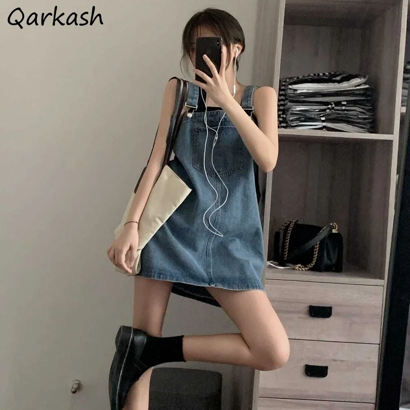 Sleeveless Dress Women Summer Square Collar Empire Pure Students Denim Blue Fashion College Loose Mini All-match Ulzzang Casual
Sleeveless Dress Women Summer Square Collar Empire Pure Students Denim Blue Fashion College Loose Mini All-match Ulzzang Casual