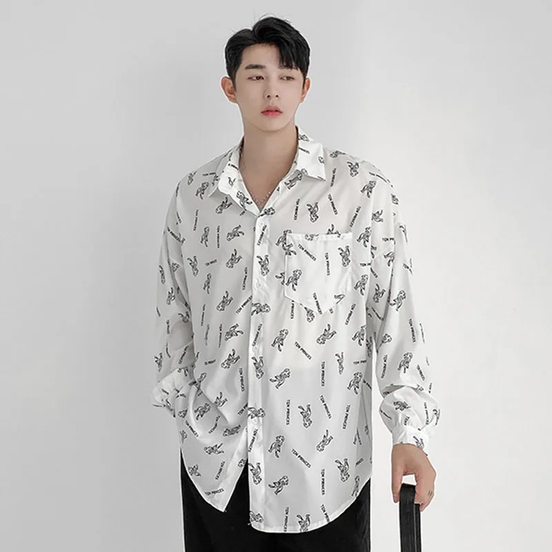 Full Printed Long Sleeve Shirts Men's Loose Casual White Korean Youth Fashion Shirt Man Blouse Tops Male
Full Printed Long Sleeve Shirts Men's Loose Casual White Korean Youth Fashion Shirt Man Blouse Tops Male