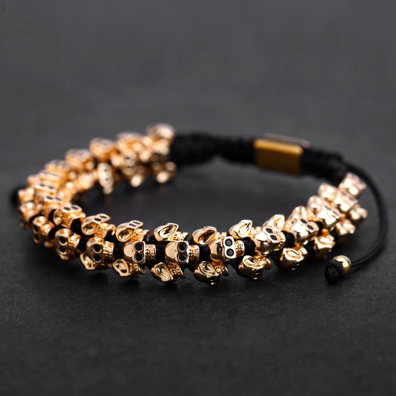 Mcllroy Gold Skull Braided Bracelet Men Punk Hiphop Skeleton Luxury Charm Weaving Bracelets Bangles Custom Logo Men Jewelry 2019 
Mcllroy Gold Skull Braided Bracelet Men Punk Hiphop Skeleton Luxury Charm Weaving Bracelets Bangles Custom Logo Men Jewelry 2019