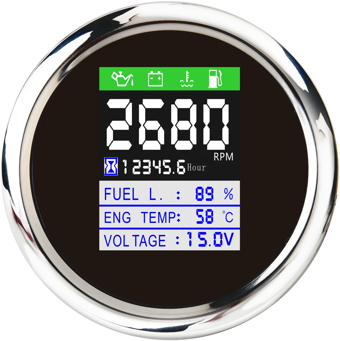 New Multi-functional 85MM CAN bus Gauges Digital Tachometer Oil Pressure Water Temp Fuel Level Voltmeter Hour Meter With Alarm
New Multi-functional 85MM CAN bus Gauges Digital Tachometer Oil Pressure Water Temp Fuel Level Voltmeter Hour Meter With Alarm