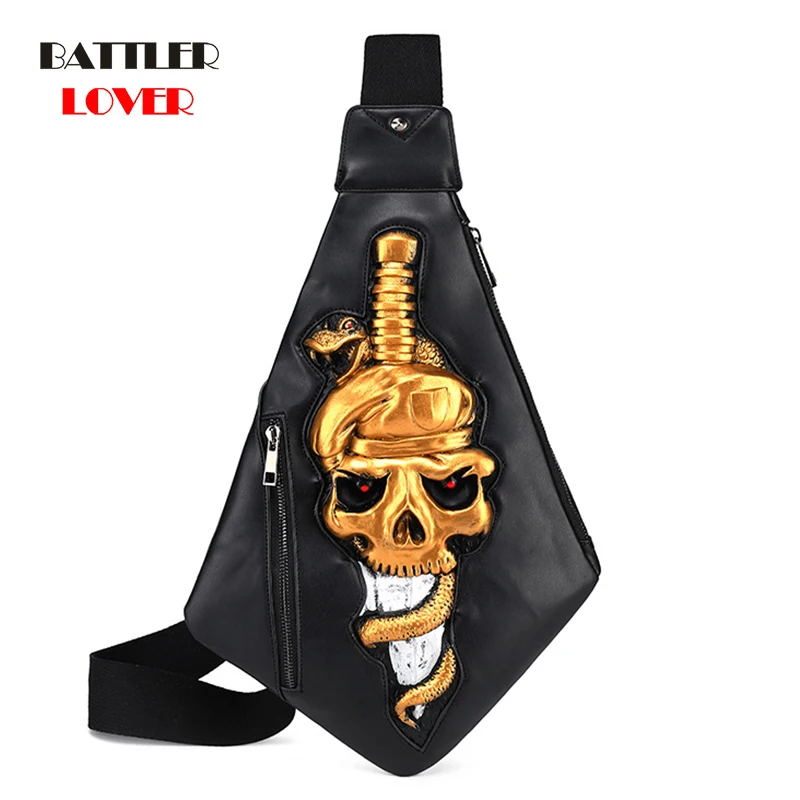 Thicken Leather Men Chest Bag Fashion 3D Skull Crossbody Messenger Bags Male Waterproof Travel Pack Bag Snake Shape Shoulder Bag
Thicken Leather Men Chest Bag Fashion 3D Skull Crossbody Messenger Bags Male Waterproof Travel Pack Bag Snake Shape Shoulder Bag