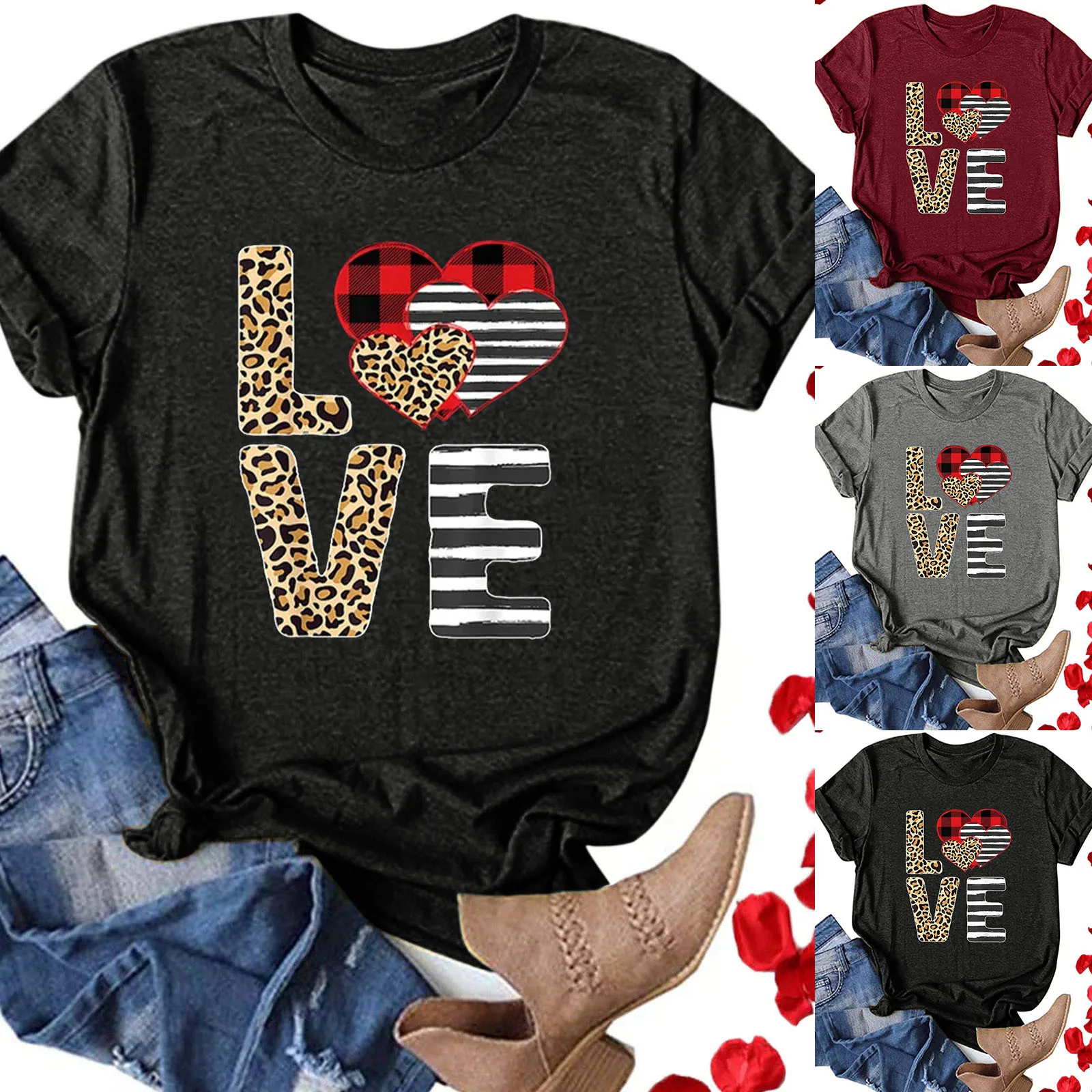 Fashion Valentine's Day Print -Shirt Casual Loose O-Neck Tee Tops Casual SummerLadies Female Women Short Sleeve Blusas Pullovers
Fashion Valentine's Day Print -Shirt Casual Loose O-Neck Tee Tops Casual SummerLadies Female Women Short Sleeve Blusas Pullovers