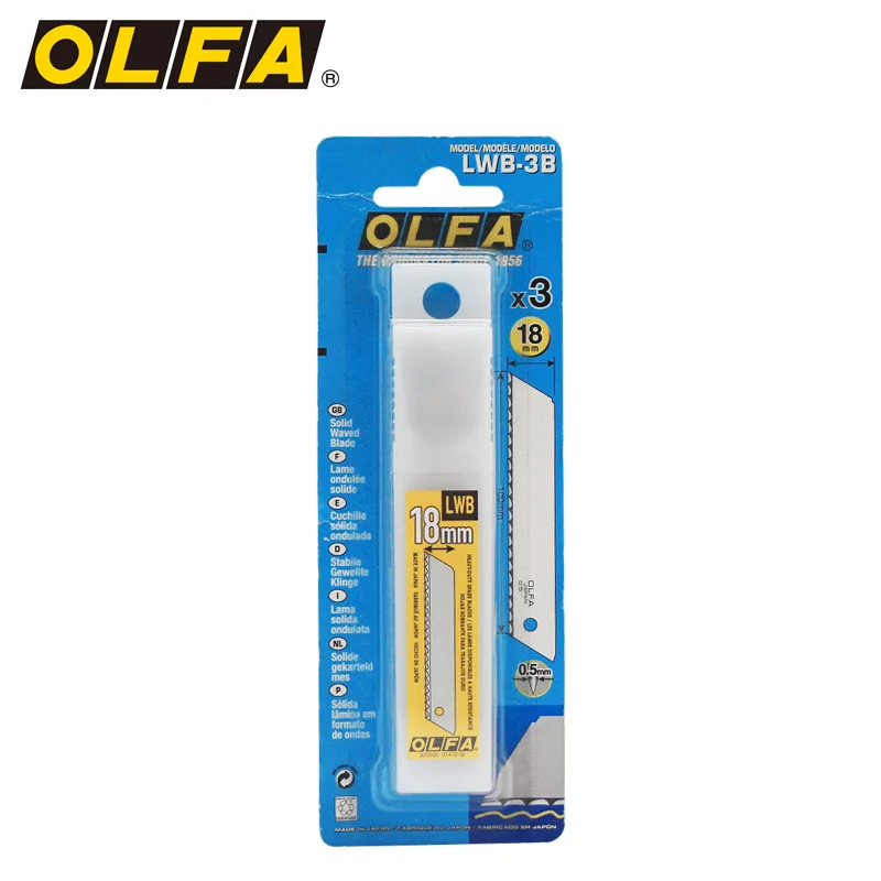 

OLFA LWB-3B 0,5 мм запасные лезвия 3 шт 18 мм сверхмощный большой Противоскользящий волнистый нож для резки аксессуары для DL-1/L5/L6-AL резак
