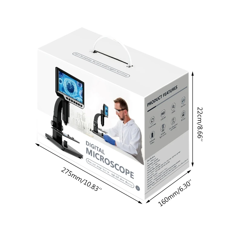 500X-2000X 12MP Digital Microscope with 7" Screen for Industrial Biological Cell
500X-2000X 12MP Digital Microscope with 7" Screen for Industrial Biological Cell