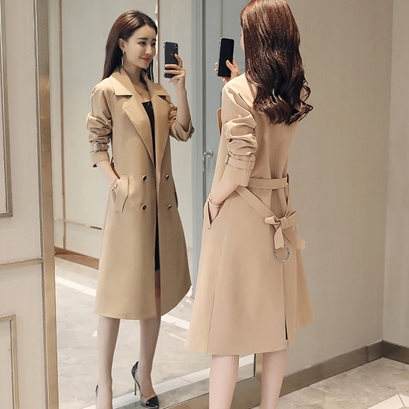 Spring Autumn Trench Coat Women's Slim Double breasted Trench Coat Long Women Windbreakers Plus Size Female Overcoat Mujer Z846
Spring Autumn Trench Coat Women's Slim Double breasted Trench Coat Long Women Windbreakers Plus Size Female Overcoat Mujer Z846