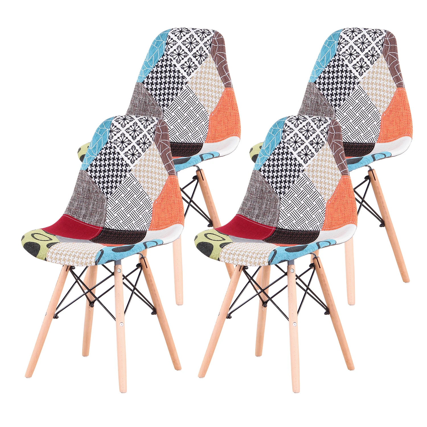 A Set of 4 Nordic Medieval Style Patchwork Frabic Dining Chairs, Beech Wood Foot Metal Bracket, Suitable for Kitchen Dining room
A Set of 4 Nordic Medieval Style Patchwork Frabic Dining Chairs, Beech Wood Foot Metal Bracket, Suitable for Kitchen Dining room