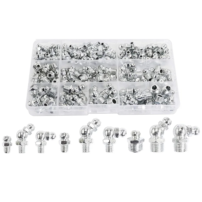 115Pcs Steel Zerk Grease Nipple Fittings Assortment Kit ,Straight, 90-Degree, 45-Degree Angled(M6,M8,M10)
115Pcs Steel Zerk Grease Nipple Fittings Assortment Kit ,Straight, 90-Degree, 45-Degree Angled(M6,M8,M10)