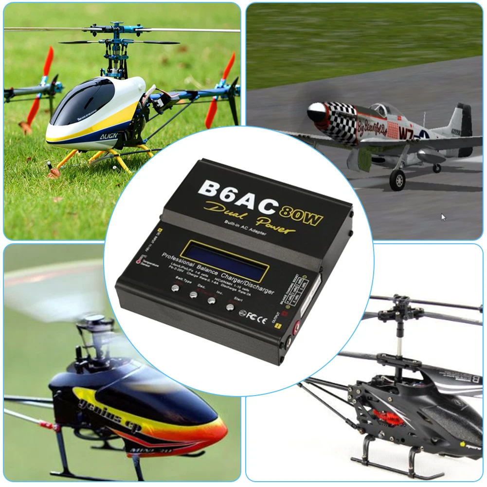 Imax B6 AC 80W Balance Charger Discharger Helicopter Drone Airplane Battery for RC Helicopter NiMH Li-ion Battery Charger
Imax B6 AC 80W Balance Charger Discharger Helicopter Drone Airplane Battery for RC Helicopter NiMH Li-ion Battery Charger