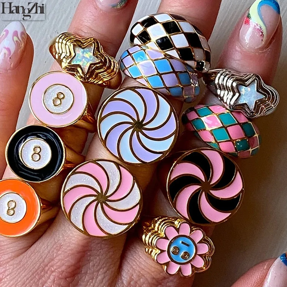HangZhi 2021 New Colorful Windmill Hyperbole Chunky Geometric Round Star Flower Rings for Women Smile Gal Ring Fashion Jewelry
HangZhi 2021 New Colorful Windmill Hyperbole Chunky Geometric Round Star Flower Rings for Women Smile Gal Ring Fashion Jewelry