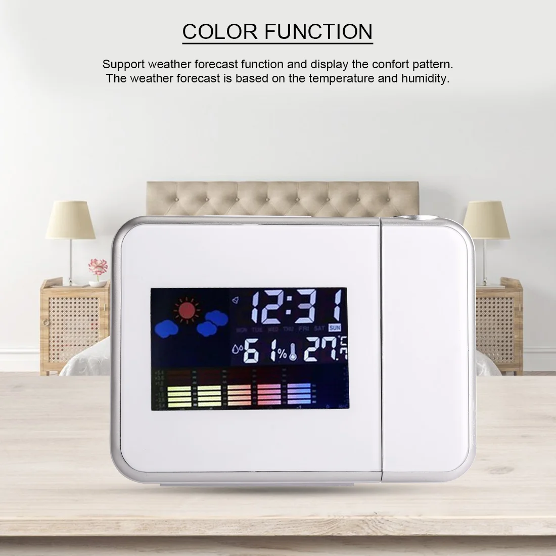 Digital LED Alarm Clock Projection Alarm Clock Weather with Temperature Thermometer With Time Projection Bedside Projector Clock
Digital LED Alarm Clock Projection Alarm Clock Weather with Temperature Thermometer With Time Projection Bedside Projector Clock