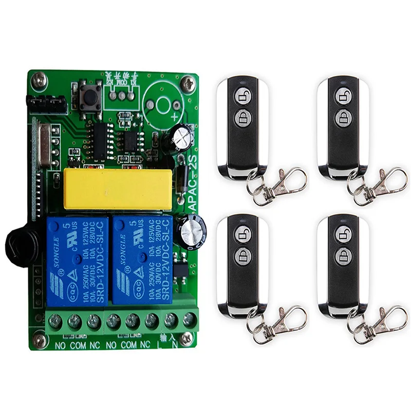433Mhz RF Remote Control Circuit Universal Wireless Switch AC 220V 2CH rf Relay Receiver and Keyfob Transmitter for Garage
433Mhz RF Remote Control Circuit Universal Wireless Switch AC 220V 2CH rf Relay Receiver and Keyfob Transmitter for Garage